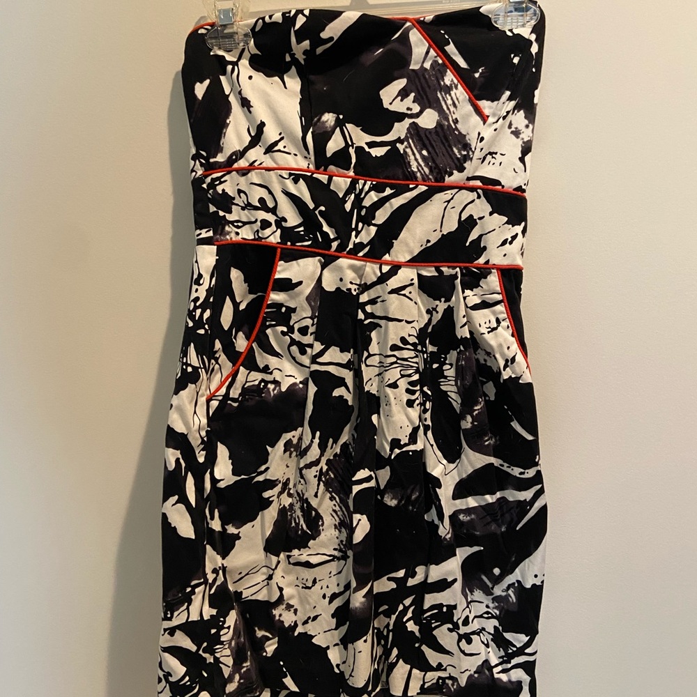 Black, white and red dress